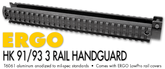 ERGO 4880 Three Rail Handguard for HK91/93, Black