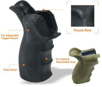 UTG Ergonomic Rubberized Pistol Grip for M4/AR15 - OD Green