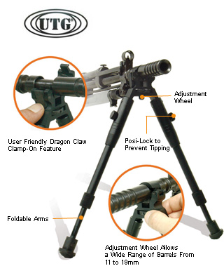 UTG Low-profile Clamp-On Barrel Bipod