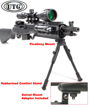 UTG Low-Profile Deluxe Universal Picatinny & Swivel Stud Bipod